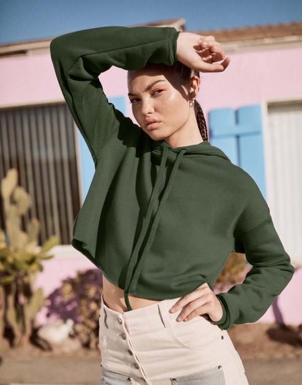 Hanorac Dama Cropped Fleece Hoodie, Bella+Canvas